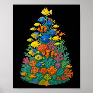 Zoutwater Aquarium Kerstboom Poster