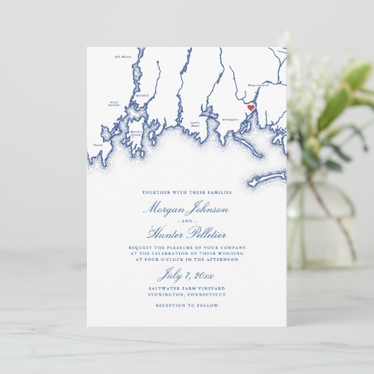 Zoutwater Boerderij Vineyard Stonington CT Blue We Kaart (Staand voorkant)