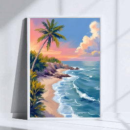 Zoutwater Dagdroom | Oceaan Kust Waterverf Zee Poster