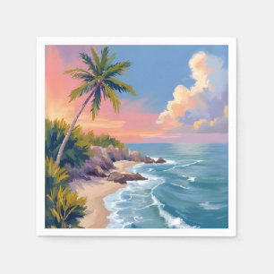 Zoutwater Droom   Oceaan Kust Aquarel Zee Servet