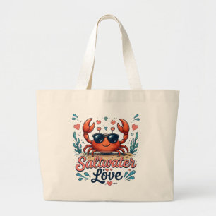 Zoutwater Liefde Krab Oceaan Liefhebber Grote Tote Bag