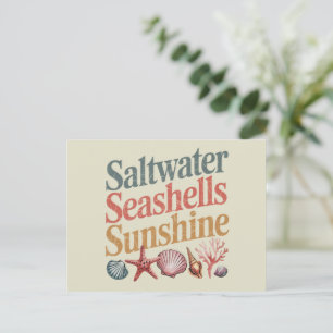 Zoutwater Schelpen Zonneschijn Zomer Strand Vakant Briefkaart