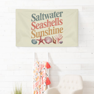 Zoutwater Schelpen Zonneschijn Zomer Strand Vakant Spandoek