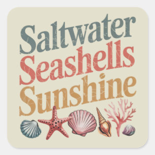 Zoutwater Schelpen Zonneschijn Zomer Strand Vakant Vierkante Sticker