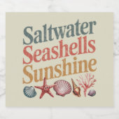 Zoutwater Seashells Sunshine Summer Beach Vakantie Bier Etiket (Enkel label)