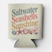 Zoutwater Seashells Sunshine Summer Beach Vakantie Blikjeskoeler (Voorkant)