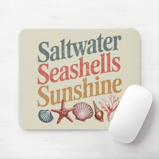 Zoutwater Seashells Sunshine Summer Beach Vakantie Muismat (Met muis)