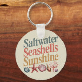 Zoutwater Seashells Sunshine Summer Beach Vakantie Sleutelhanger (Voorkant)
