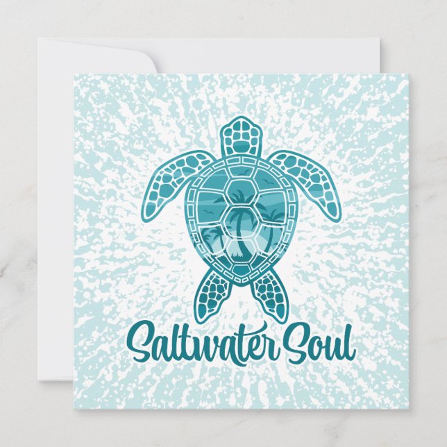 Zoutwater Soul Tropisch Zee Schildpad met Palmbome (Voorkant)