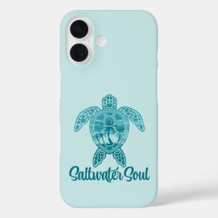 Zoutwater Soul Tropisch Zee Schildpad met Palmbome iPhone 16 Hoesje