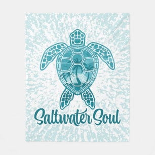 Zoutwater Soul Tropisch Zee Schildpad met Palmbome Fleece Deken
