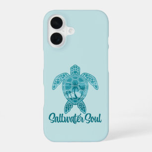 Zoutwater Soul Tropisch Zee Schildpad met Palmbome iPhone 16 Hoesje