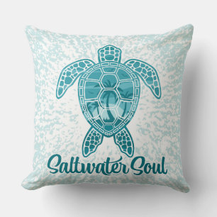 Zoutwater Soul Tropisch Zee Schildpad met Palmbome Kussen