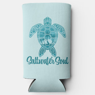 Zoutwater Soul Tropisch Zee Schildpad met Palmbome Seltzer Blikjeskoeler