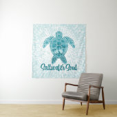 Zoutwater Soul Tropisch Zee Schildpad met Palmbome Wandkleed (In situ)