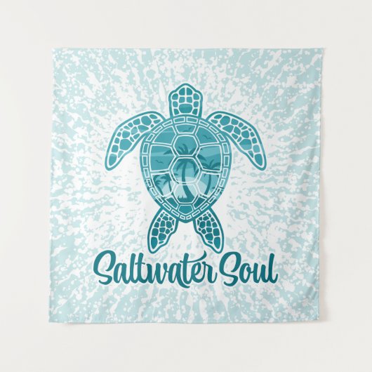 Zoutwater Soul Tropisch Zee Schildpad met Palmbome Wandkleed (Voorkant)