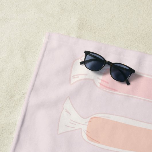 Zoutwater Taffy Snoep Pastelkleuren gepersonalisee Strandlaken (In situ)