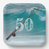 Zoutwater Visser Custom Age Verjaardag Papieren Bordje (Voorkant)