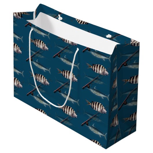 Zoutwater Visser Papieren Cadeautas (Voorkant Gekanteld)