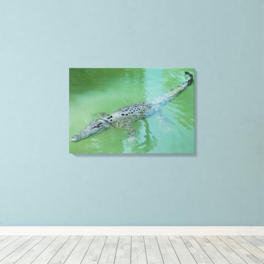 Zoutwaterkrokodil Canvas Afdruk (Insitu (Houten vloer))