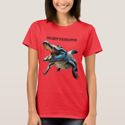 Zoutwaterkrokodil onder water met open mond URM T-shirt (Voorkant)