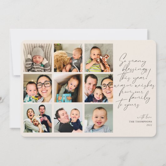 Zoveel 'Blessings' jaar Review Foto Collage Tan Feestdagenkaart (Voorkant)
