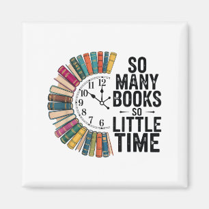Zoveel boeken weinig tijd, retro boekenliefde magneet