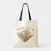 Zoveel boeken zo weinig tijd open boek bloemen tote bag (Achterkant)