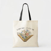 Zoveel boeken zo weinig tijd open boek bloemen tote bag (Voorkant)