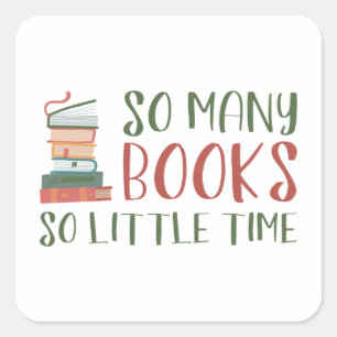Zoveel boeken zo weinig tijd vierkante sticker
