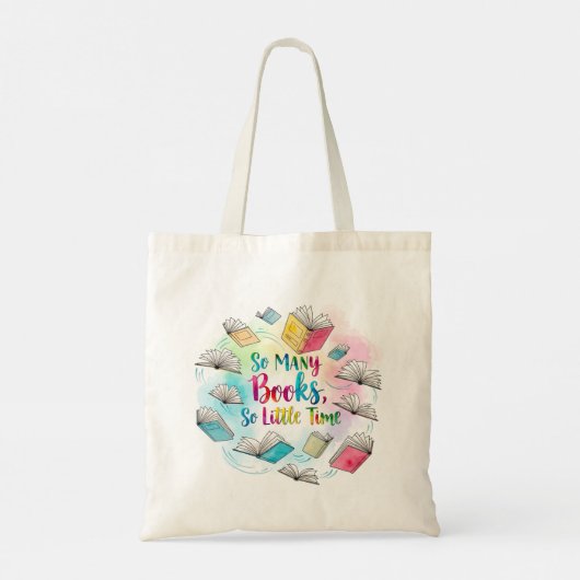 Zoveel boeken, zo weinig tijd - Waterverf vliegen Tote Bag (Achterkant)