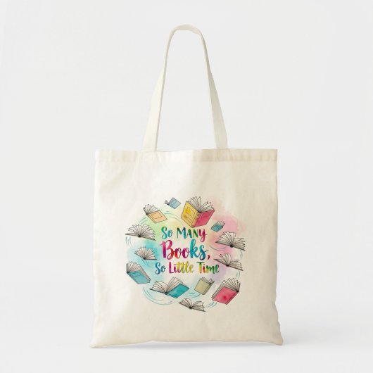 Zoveel boeken, zo weinig tijd - Waterverf vliegen Tote Bag (Voorkant)