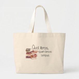 Zoveel boeken, zo weinig tijdbibliotheektas grote tote bag