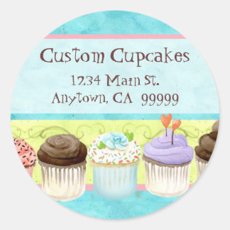 Zoveel cupcakes, zo weinig tijd! Adressticker Ronde Sticker