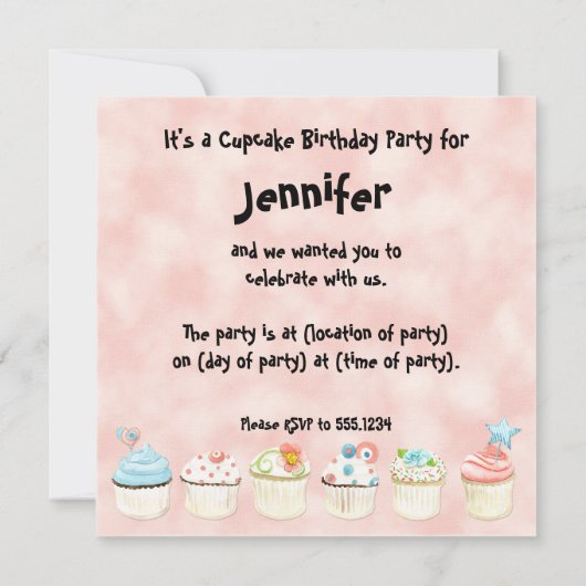 Zoveel cupcakes, zo weinig tijd!  Uitnodiging voor (Achterkant)