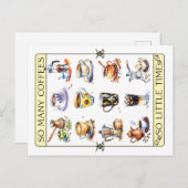 Zoveel koffie, zo weinig tijd briefkaart (Voorkant / Achterkant)