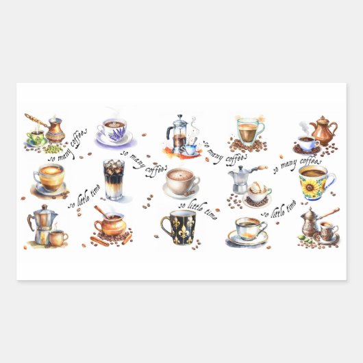Zoveel koffie, zo weinig tijd rechthoekige sticker (Voorkant)
