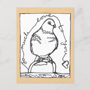 Zoveel liefde duif Briefkaart doorlopende lijn
