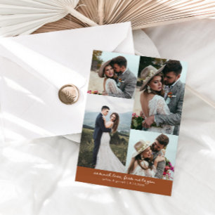 Zoveel liefde Elegante trouwfoto Terracotta Bedankkaart