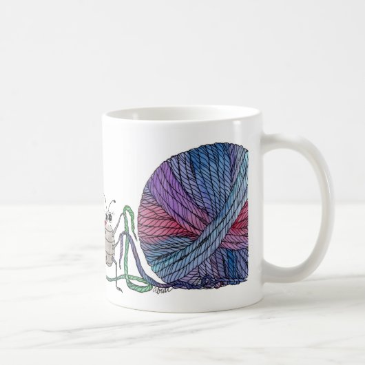 Zoveel losse eindjes... mok van ladybug en garen (Rechts)