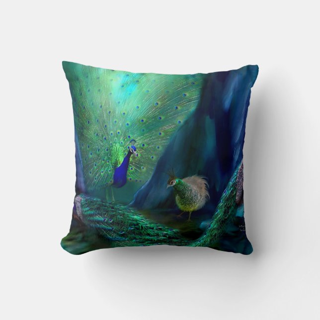 Zoveel 'Peacocks Art Designer Pillow' Kussen (Voorkant)
