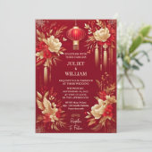 Zowel Aziatische moderne Floral Chinese tweetalige Kaart (Staand voorkant)