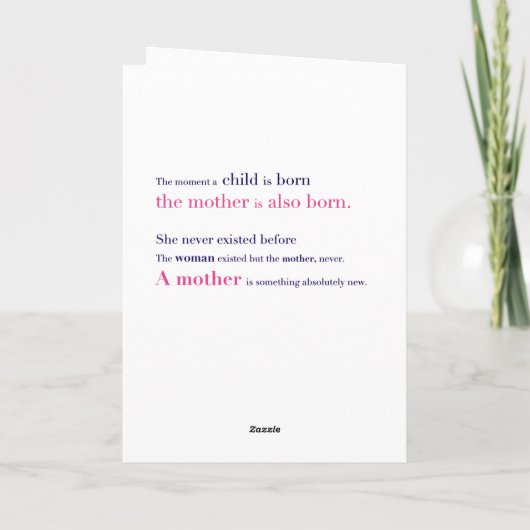 Zowel Moederdag Kaart (adoptie of geboortemoeder) (Achterkant)