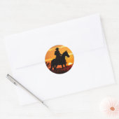 ZOYNK Cowboy Sunset 0023384 Ronde Sticker (Envelop)