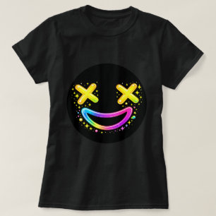 ZOYNKLAB Neon X-Ogen Smiley Face Regenboog Graffit T-shirt