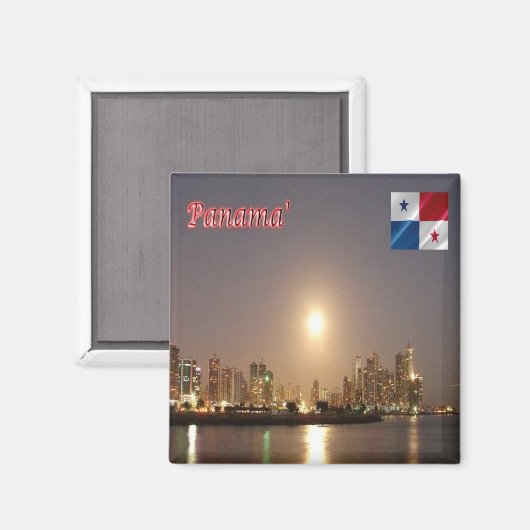 zPA004 PANAMA by Night, Skyline, America, Fridge Magneet (Voorkant / Achterkant)