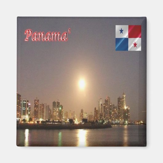 zPA004 PANAMA by Night, Skyline, America, Fridge Magneet (Voorkant)