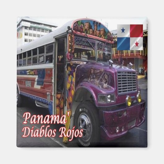 zPA009 PANAMA, Red Devil Public Transport, Fridge Magneet (Voorkant)