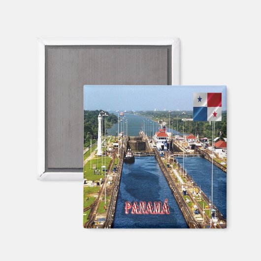 zPA014 PANAMA, CANAL LOCKS, Amerika, Fridge Magneet (Voorkant / Achterkant)