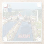 zPA014 PANAMA, CANAL LOCKS, Amerika, Glazen Onderzetter (Achterkant)